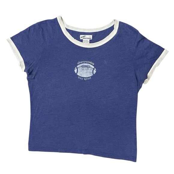 Abercrombie & Fitch Tops - VINTAGE Abercrombie & Fitch Women’s Babydoll T-Shirt 80s Boy Sport Football Blue